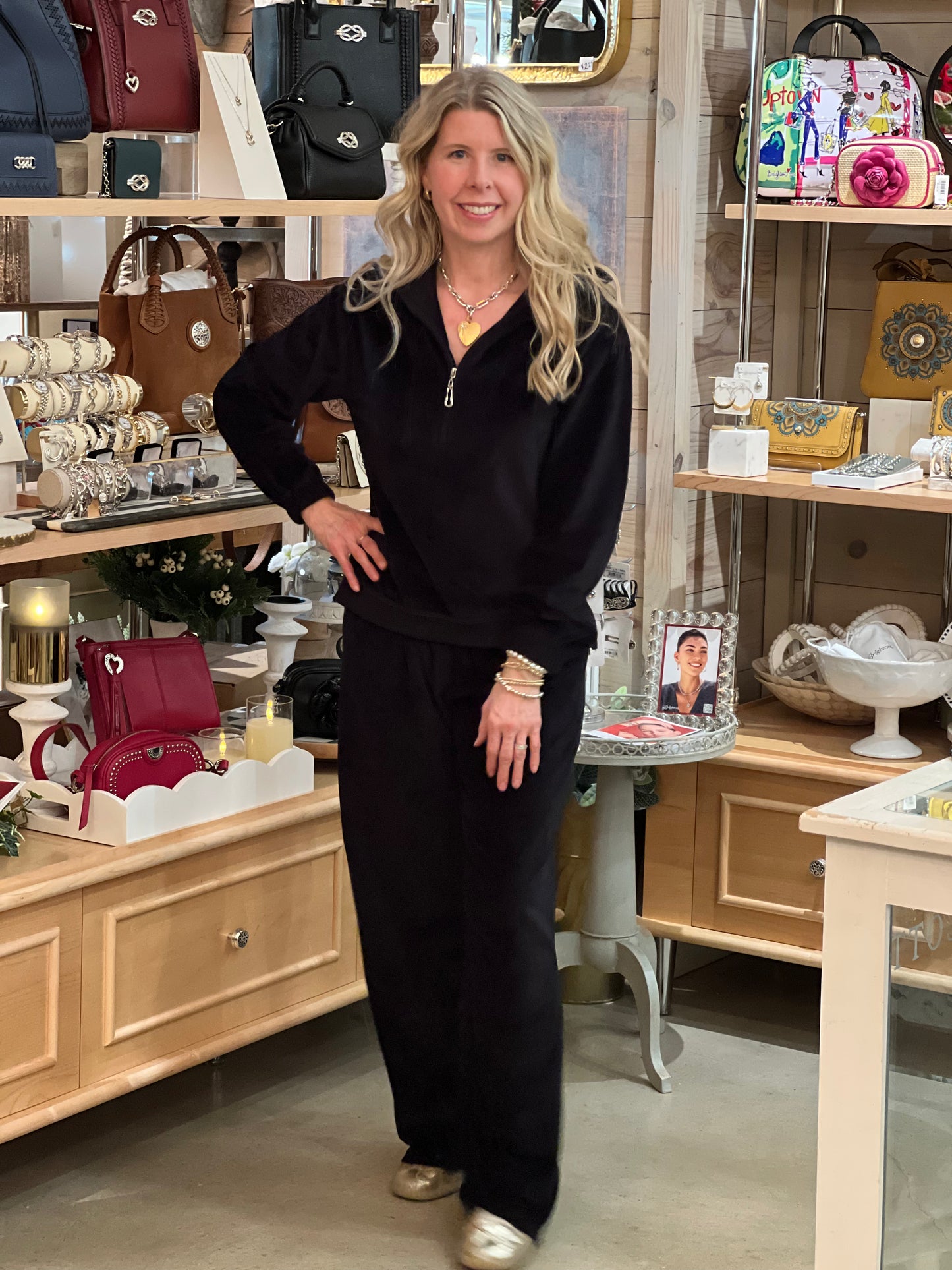 Black Cristy Half Zip Top