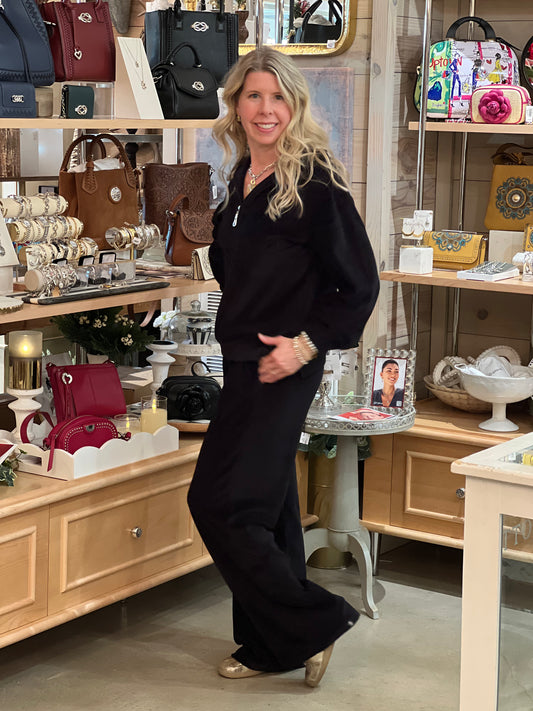 Black Cristy Wide Leg Pant