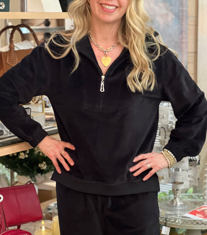 Black Cristy Half Zip Top