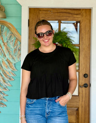 Black Pleated Swing Tee