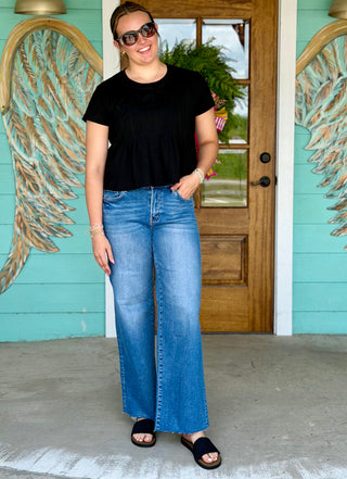 Black Pleated Swing Tee
