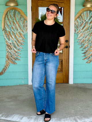 Black Pleated Swing Tee