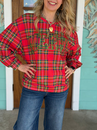 Queen of Sparkles Red Plaid Merry Sweatshirt