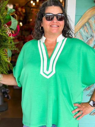 Green Contrast Collar + Top
