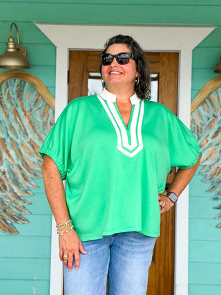 Green Contrast Collar + Top