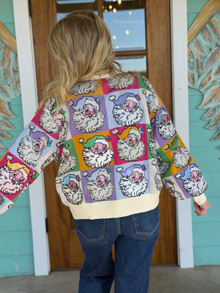 Queen of Sparkles Colorblock Santa Cardigan