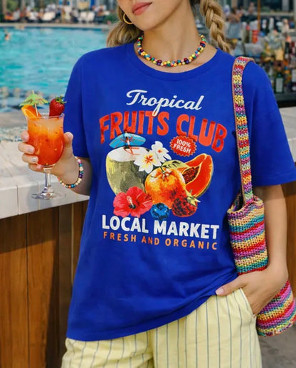 Tropical Fruits Club Electric Blue Tee