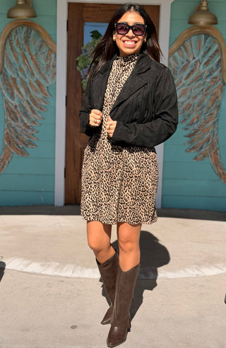 Black Fringe Cropped Jacket
