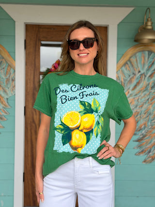 Des Citrons Lemon Green Oversized Tee