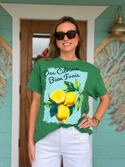 Des Citrons Lemon Green Oversized Tee