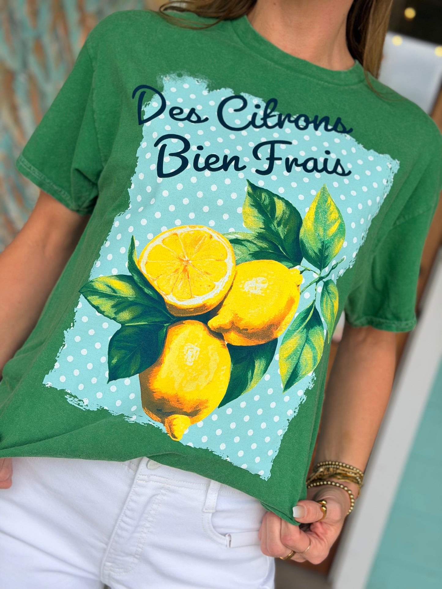 Des Citrons Lemon Green Oversized Tee