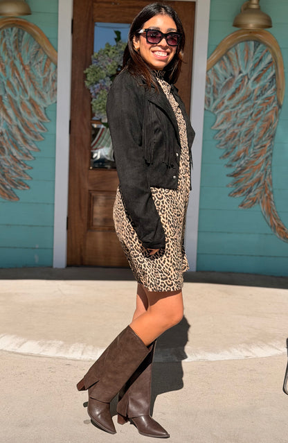 Black Fringe Cropped Jacket