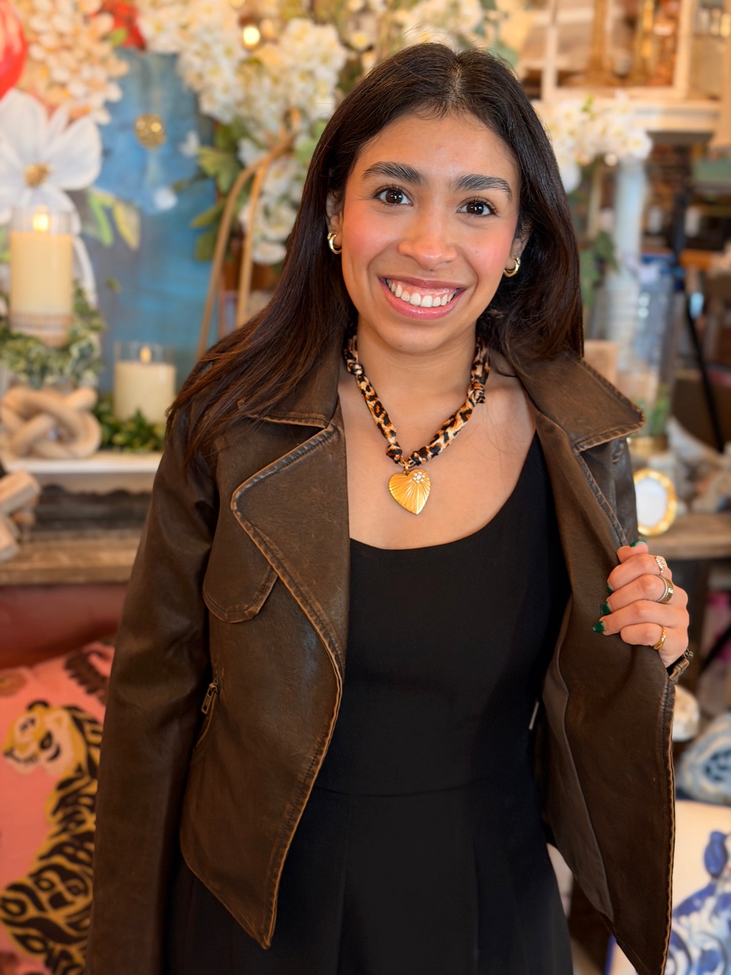 Coco Brown Distressed Moto Jacket