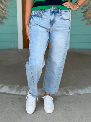 Risen Light HR Crop Barrel Adjust Waist Denim