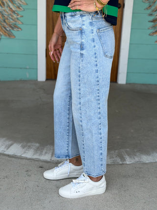 Risen Light HR Crop Barrel Adjust Waist Denim