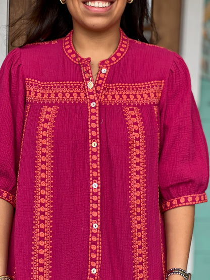 Ivy Jane Raspberry Embroidered Top