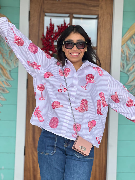 Queen of Sparkles Disco Cowgirl Top