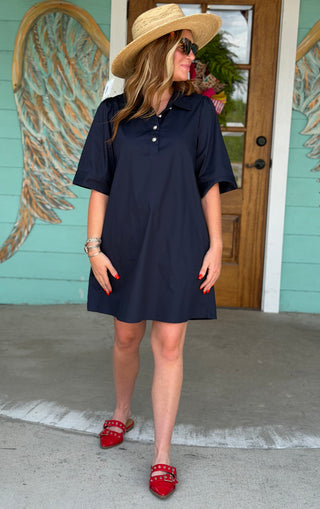 Navy A-Line Classic Dress