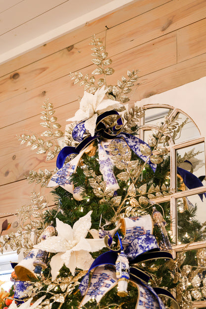 2.5in x 10 Velvet Chinoiserie Blue Ribbon