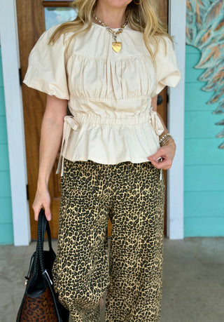 Cream Peplum Hem Blouse
