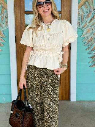 Cream Peplum Hem Blouse