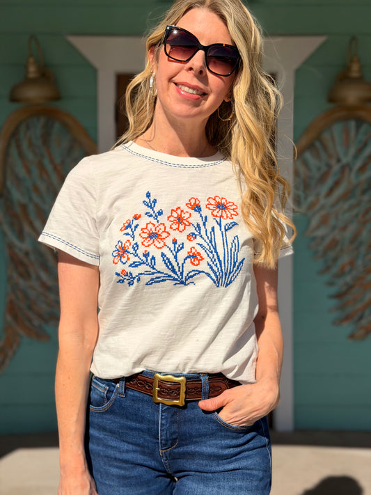 Floral Stitch Graphic Tee