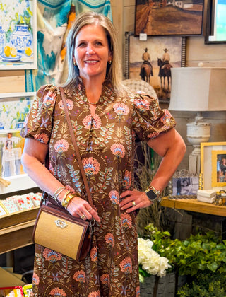 Brown Floral Print Maxi Dress