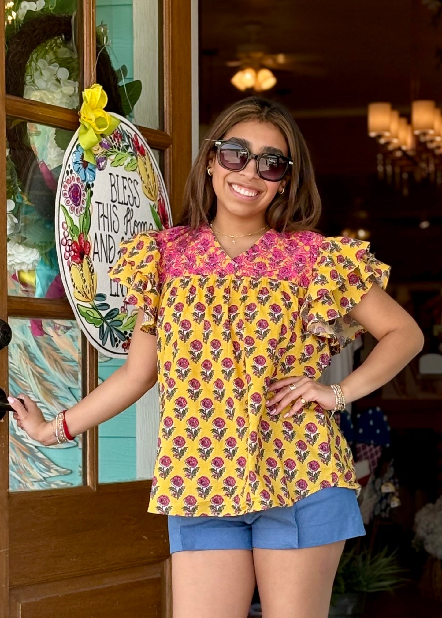 Layerz Alura Embroidered Yellow Top