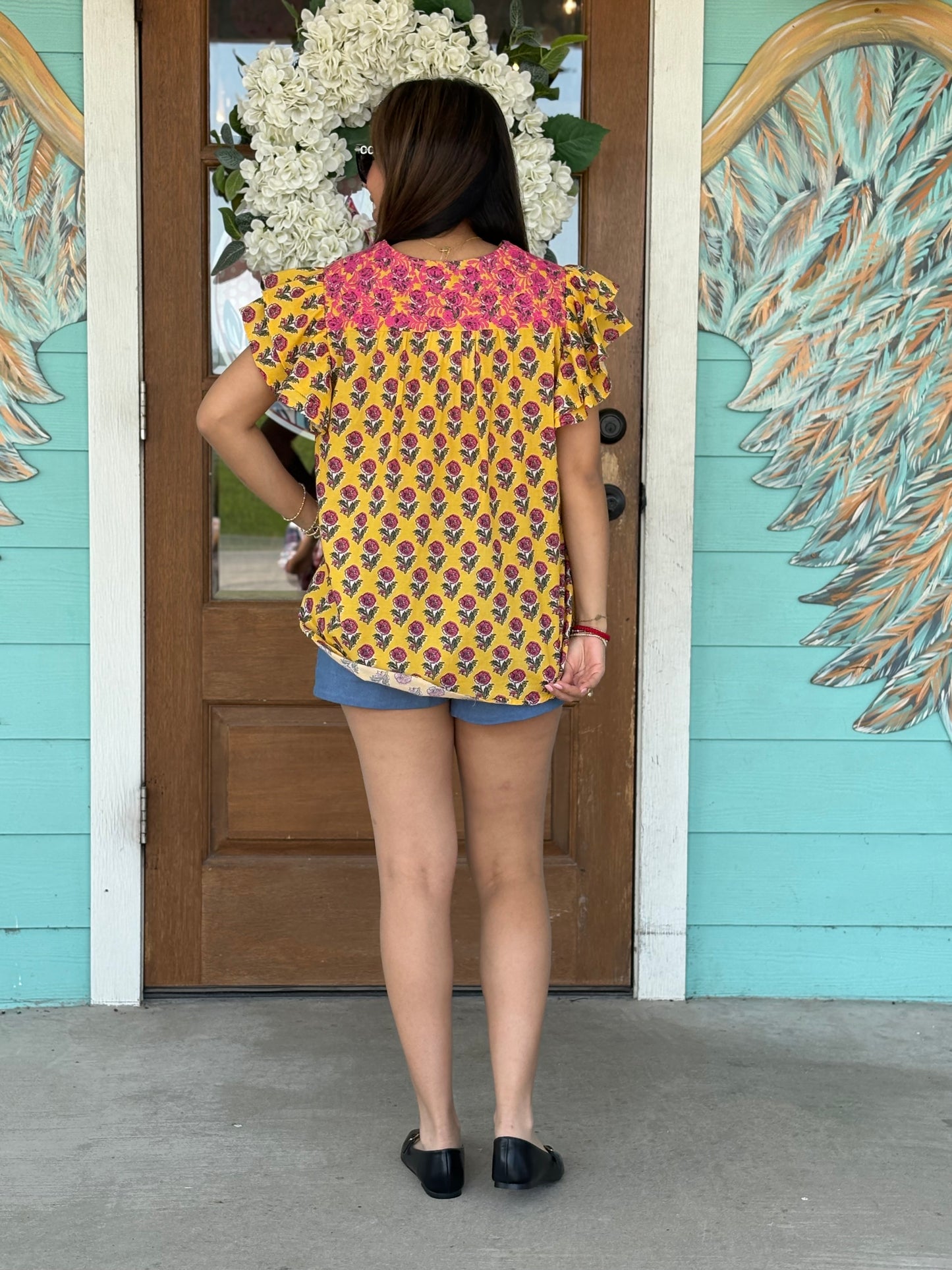 Layerz Alura Embroidered Yellow Top