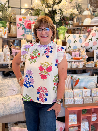 Kenzie Multi Floral Flounce Top