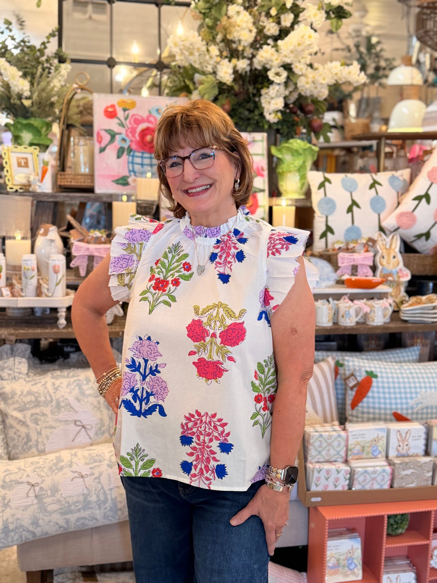 Kenzie Multi Floral Flounce Top