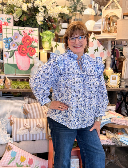 Beauty Blue Floral Top