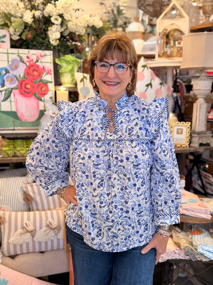 Beauty Blue Floral Top