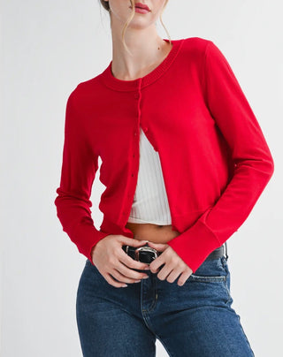 Cherry Ribbed Button Up Cardigan
