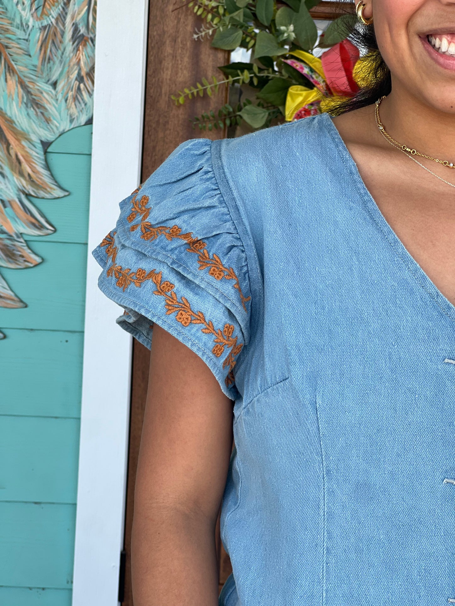 Layerz Karly Denim Burnt Orange Top