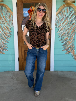 Camel Leopard Knit Top
