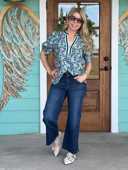 Navy Paisley Pattern Top