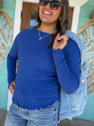 Cobalt Ruffle Edge Thermal Top