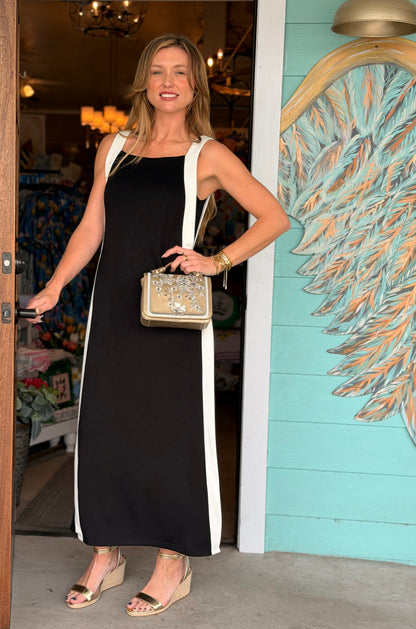 Black & White Side Detail Maxi Dress