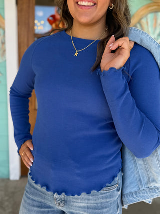Cobalt Ruffle Edge Thermal Top