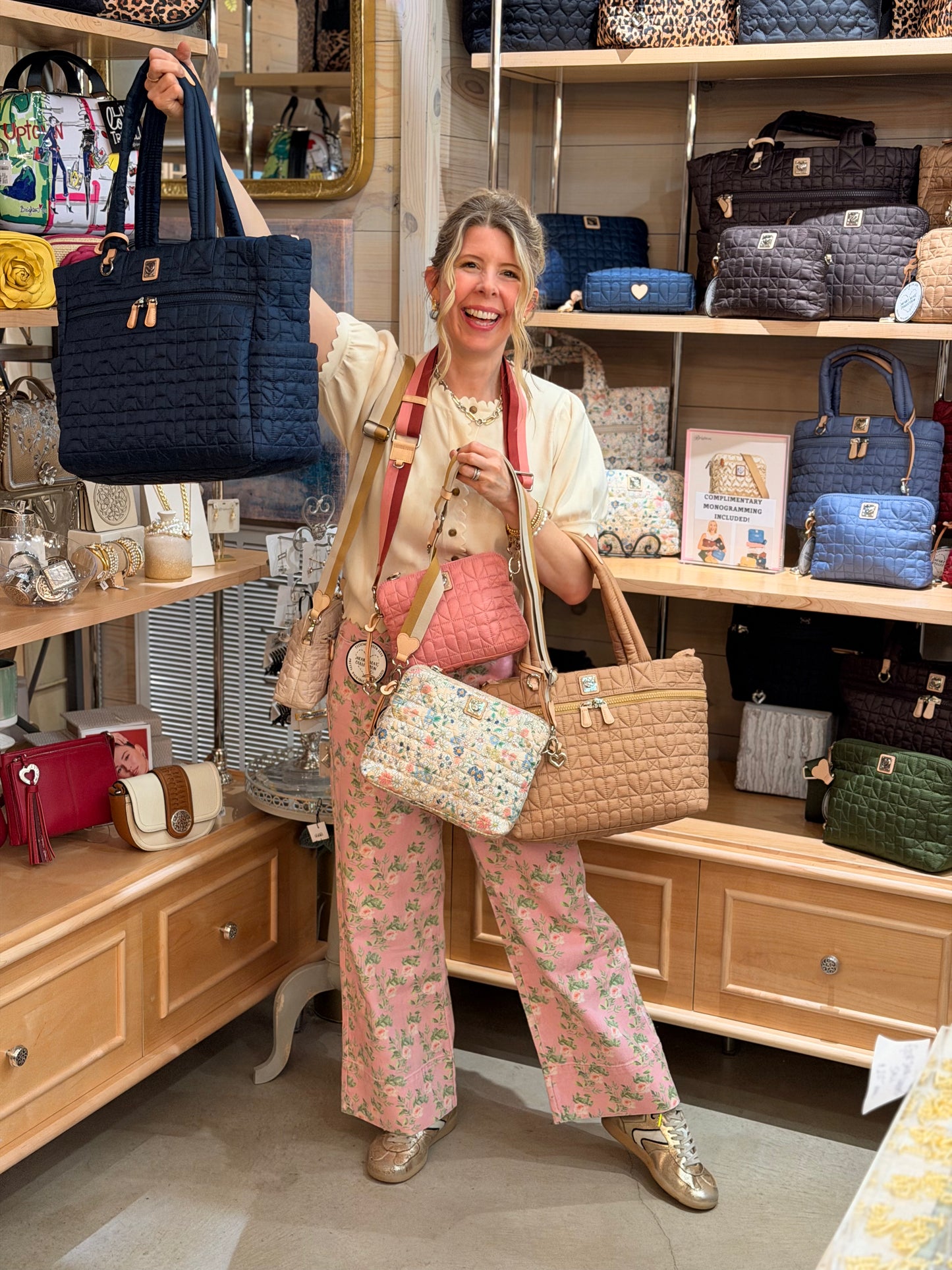 Pink Denim Floral Pants