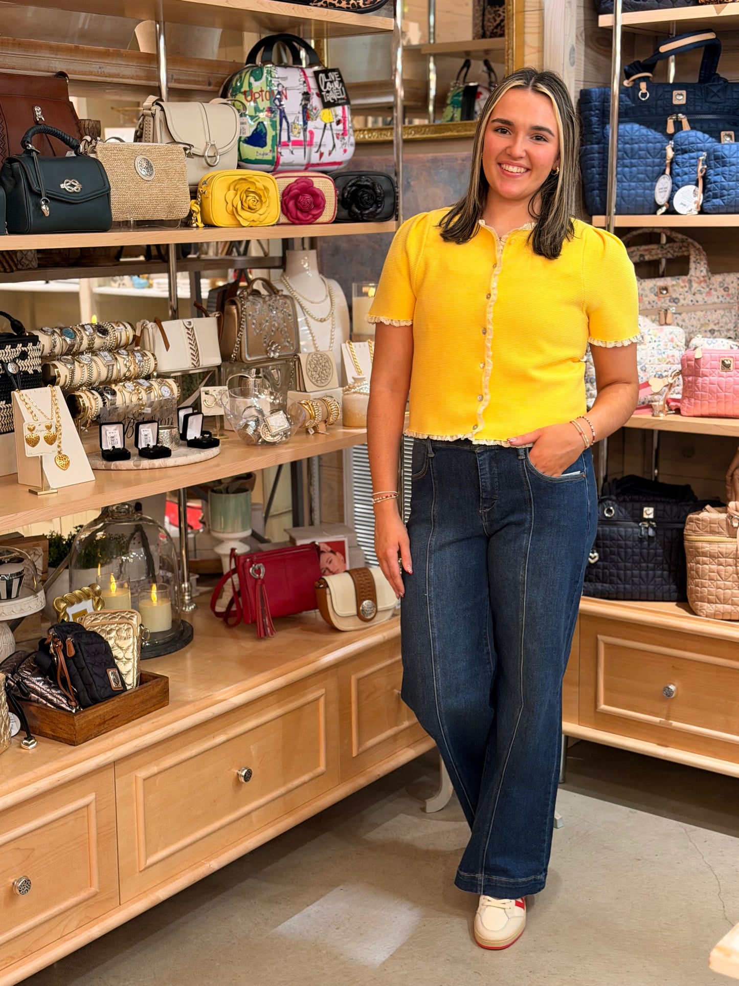 Lemon Crochet Trim Cardigan