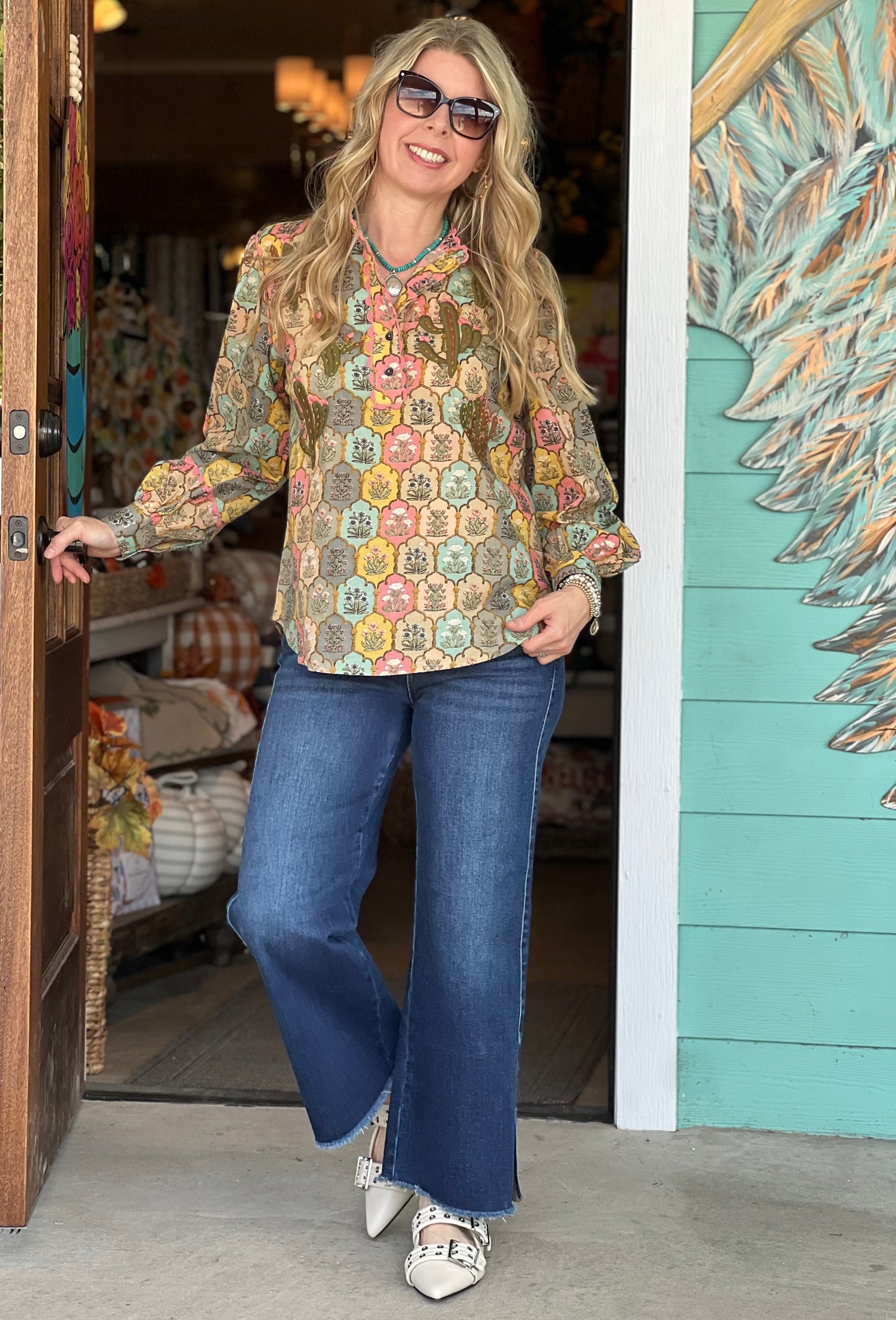 Sister Mary Nopal Cactus Emboidered Shirt