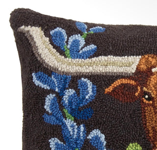 Bluebonnet Longhorn Throw Pillow