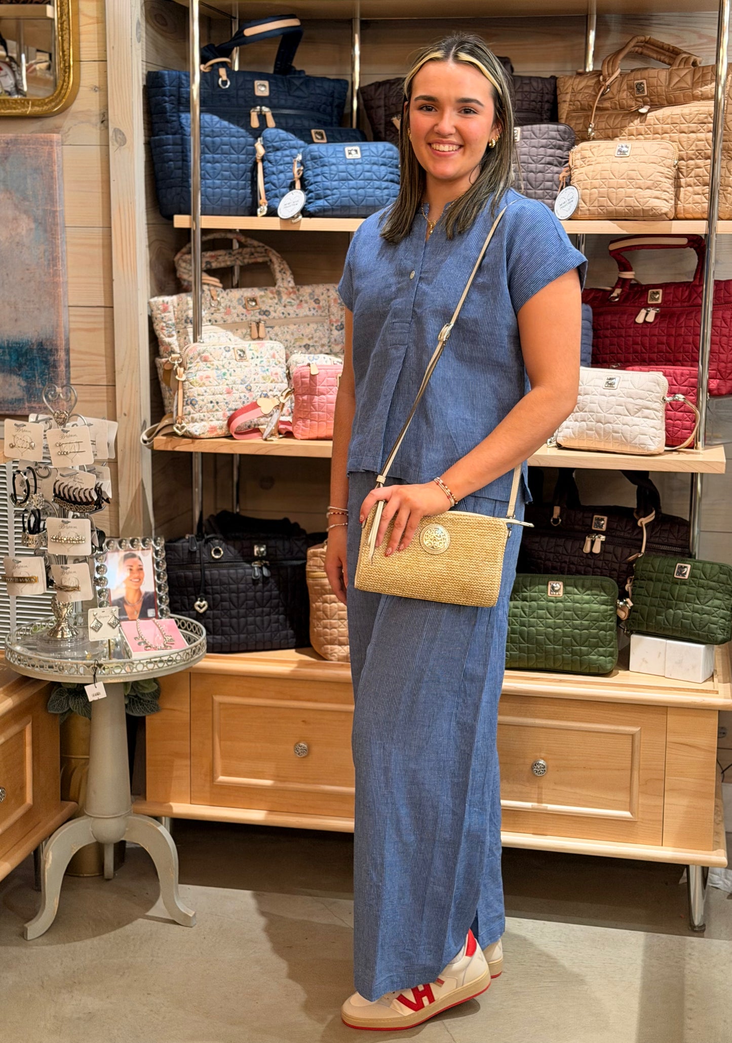 Ivy Jane Blue Wide Leg Stripe Pant