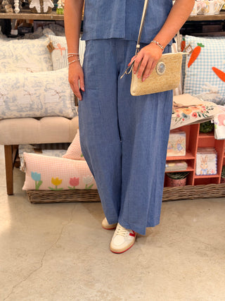Ivy Jane Blue Wide Leg Stripe Pant