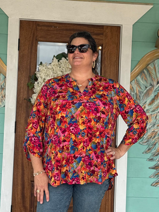 Lizzy Multi Print 3/4 Sleeve Top