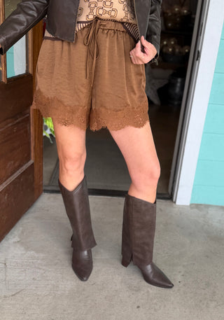 Chocolate Lace Trim Shorts