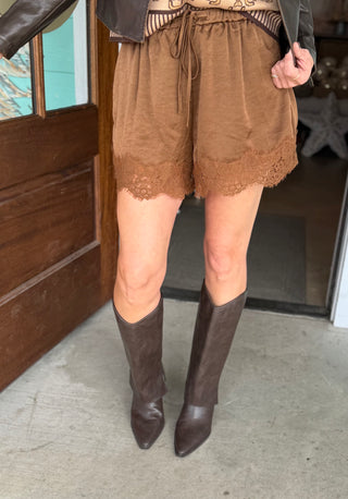 Chocolate Lace Trim Shorts