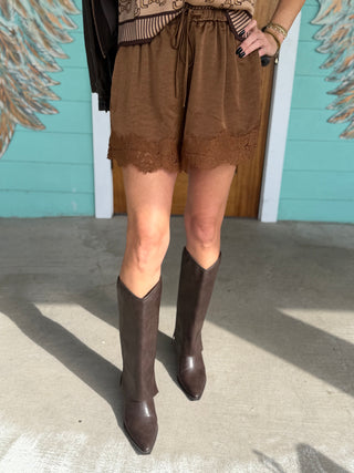 Chocolate Lace Trim Shorts